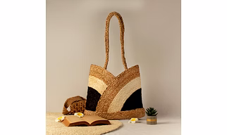 Cross shaped Tri-colored Jute Bag
