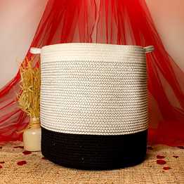 black & white laundry basket