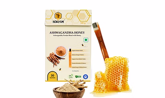 Honeyum Ashwagandha Honey Sticks | Pure Honey | Mess-Free 8g x 30 Sachets | Stress Reducing Sticks| Zero Sugar Added | Tear Squeeze Eat | A Grade Honey