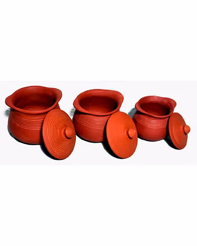 Unglazed Terracotta Re-Usable Cooking / Serving Pots with Lid-BECP9