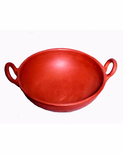 Unglazed Terracotta Re-Usable Wok / Kadai without Lid-BECK1
