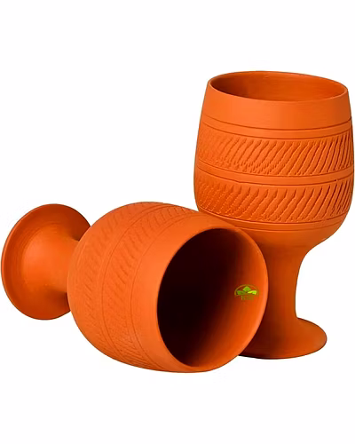 Unglazed Terracotta Re-Usable Wine Glass-BECG14