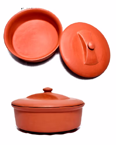 Unglazed Terracotta Re-Usable Serving Bowl with Lid-BECB01