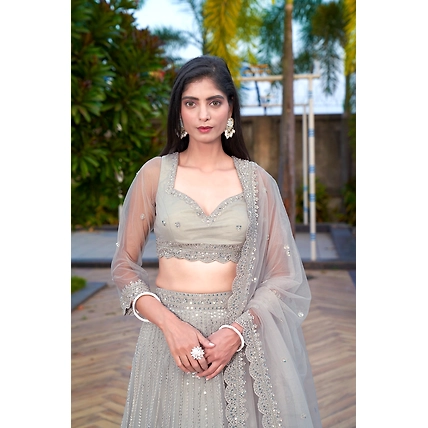 Grey Sequence Lehenga-6139