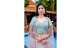 Pink & Blue Handwork Lehengha
