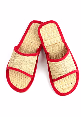 Quickkshop Natural Korai Grass Mat Eco Slidders for Women &amp; Girl Osho Slippers Stylish Comfortable Lightweight-5-Maroon