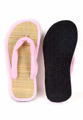 Quickkshop Natural Korai Grass Mat Eco-Friendly Slippers for Women &amp; Girl | Osho Slippers Stylish Comfortable Lightweight-5-Pink
