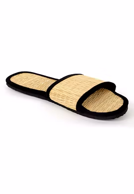 Quickkshop Natural Korai Grass Mat Eco Slidders for Women &amp; Girls Osho Slippers Stylish Comfortable Lightweight-5-Black