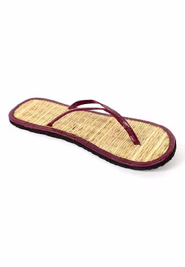 Quickkshop Natural Korai Grass Mat Eco Beach Slippers for Women &amp; Girls Osho Slippers Stylish Comfortable Lightweight-5-Purple