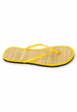Quickkshop Natural Korai Grass Mat Eco Beach Slippers for Women &amp; Girls Osho Slippers Stylish Comfortable Lightweight-5-Yellow