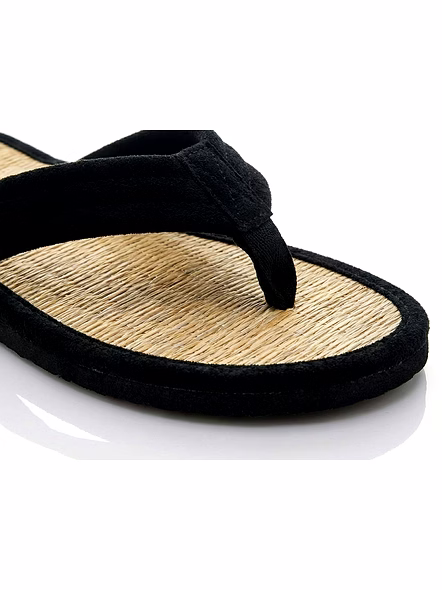 Natural Korai Grass Mat Wide Strap Slipper For Men &amp; Boy | Osho Sandal Stylish Comfortable Lightweight-6-Black-2