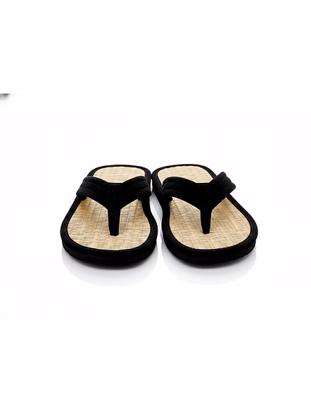 Natural Korai Grass Mat Wide Strap Slipper For Men &amp; Boy | Osho Sandal Stylish Comfortable Lightweight-6-Black-4
