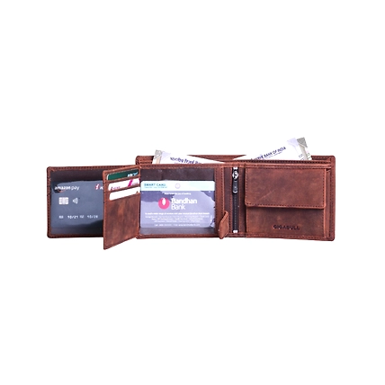 GIGABULL Men's Vintage Brown Genuine Leather RFID Wallet-3