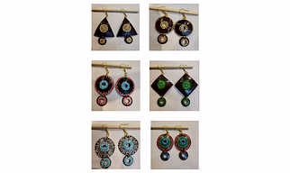 Ear rings of coconut shell handicrafts