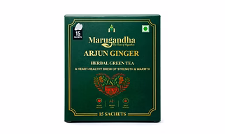 Marugandha Arjun Herbal Green Tea | 100% Natural & Homemade | Arjun Chhal, Ginger & Ayurvedic Herbs | 15 Tea Bags | Heart Health & Weight Loss Support