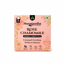 marugandha rose chamomile herbal green tea | stress relief & relaxation tea | 15 tea bags