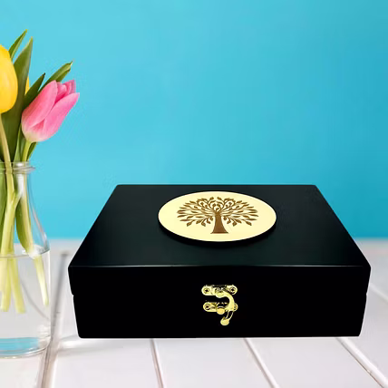 Angira handicrafts Elegant Black Wooden Exterior, wooden box Multipurpose Storage Box-12721119
