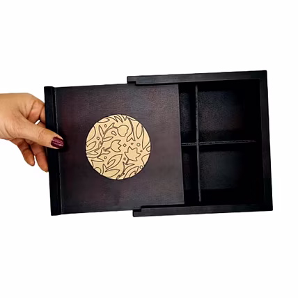Angira handicrafts wooden Dry fruit box Multipurpose 4 Section Handcrafted Square Dry Fruit Box-1