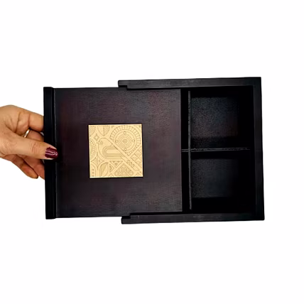 Angira handicrafts wooden Dry fruit box Multipurpose 4 Section Handcrafted Square Dry Fruit Box-1