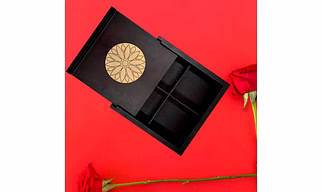 Angira handicrafts wooden Dry fruit box Multipurpose 4 Section Handcrafted Square Dry Fruit Box
