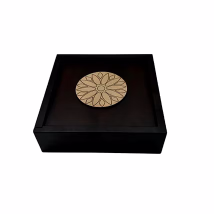 Angira handicrafts wooden Dry fruit box Multipurpose 4 Section Handcrafted Square Dry Fruit Box-2