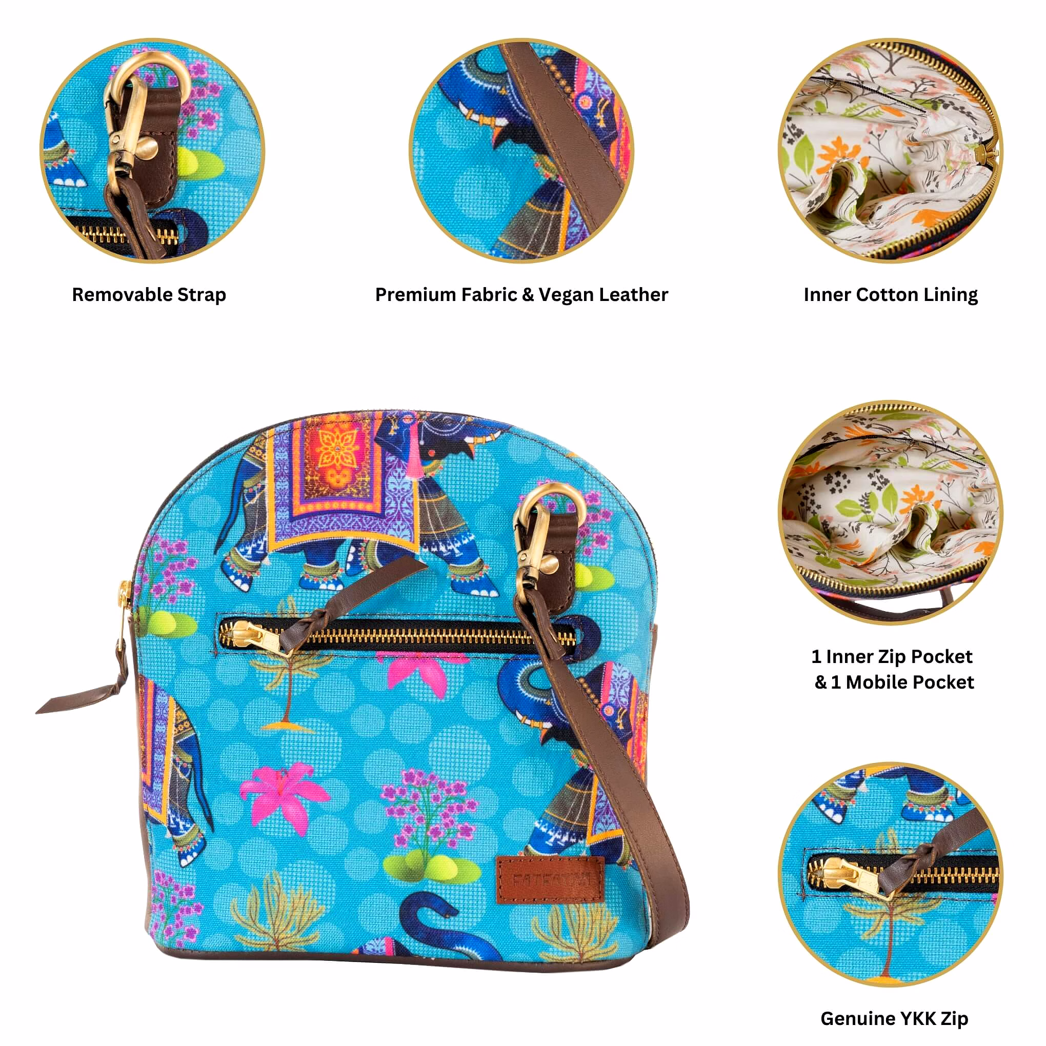 Royal Elephant Zipper Crossbody Bag image 4