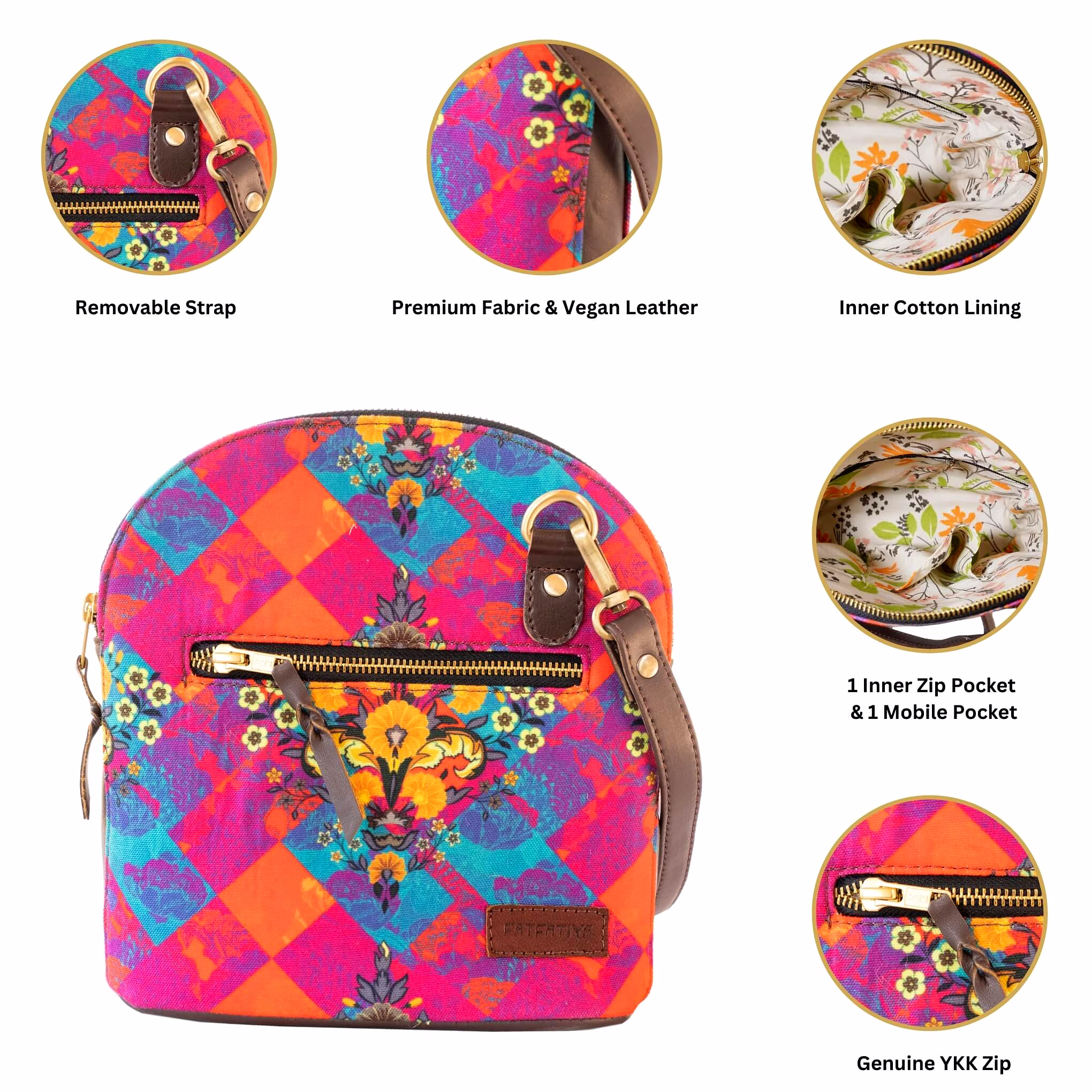 Women Multicolor Floral Crossbody Bag image 4
