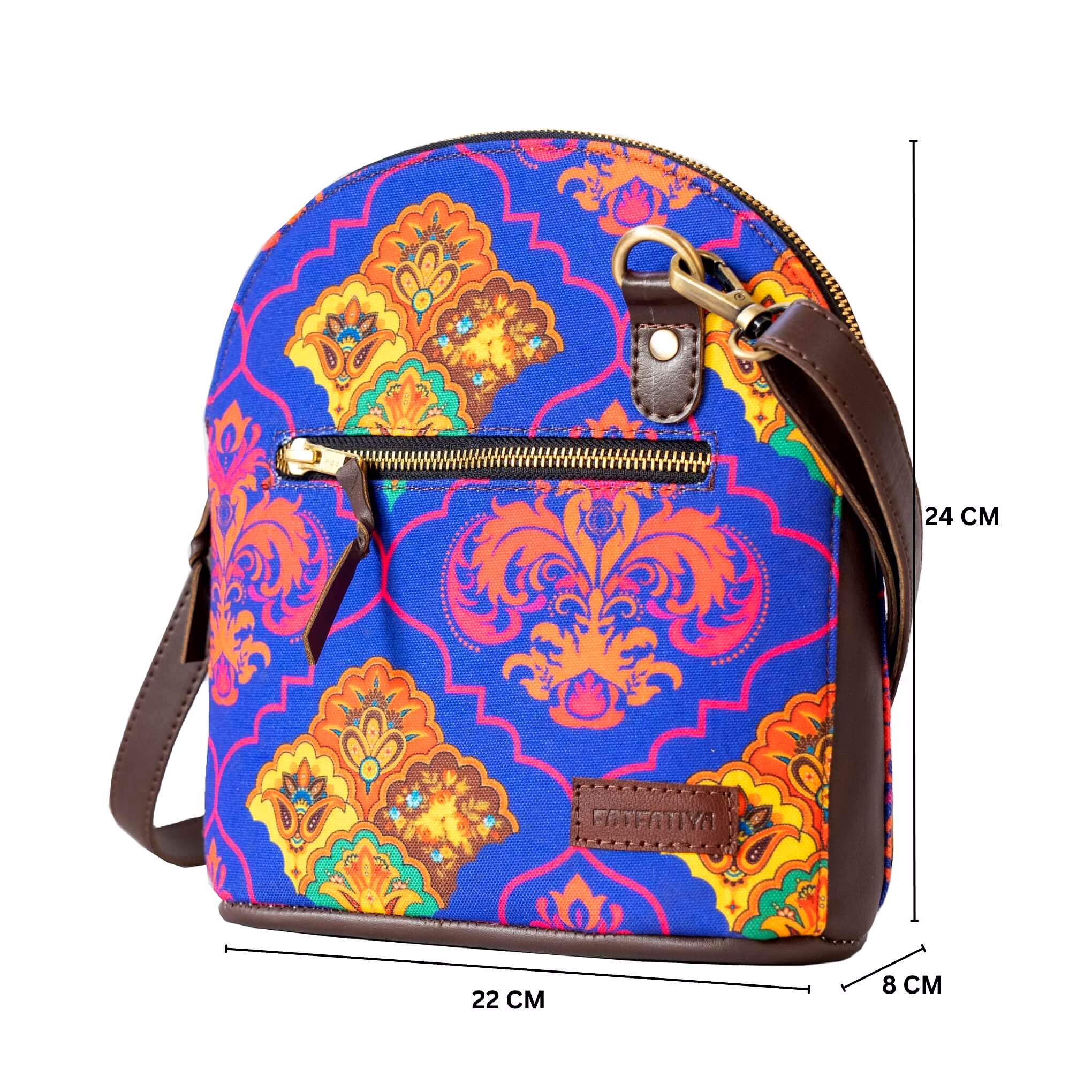 Printed Multicolour Crossbody Canvas Bag image 3