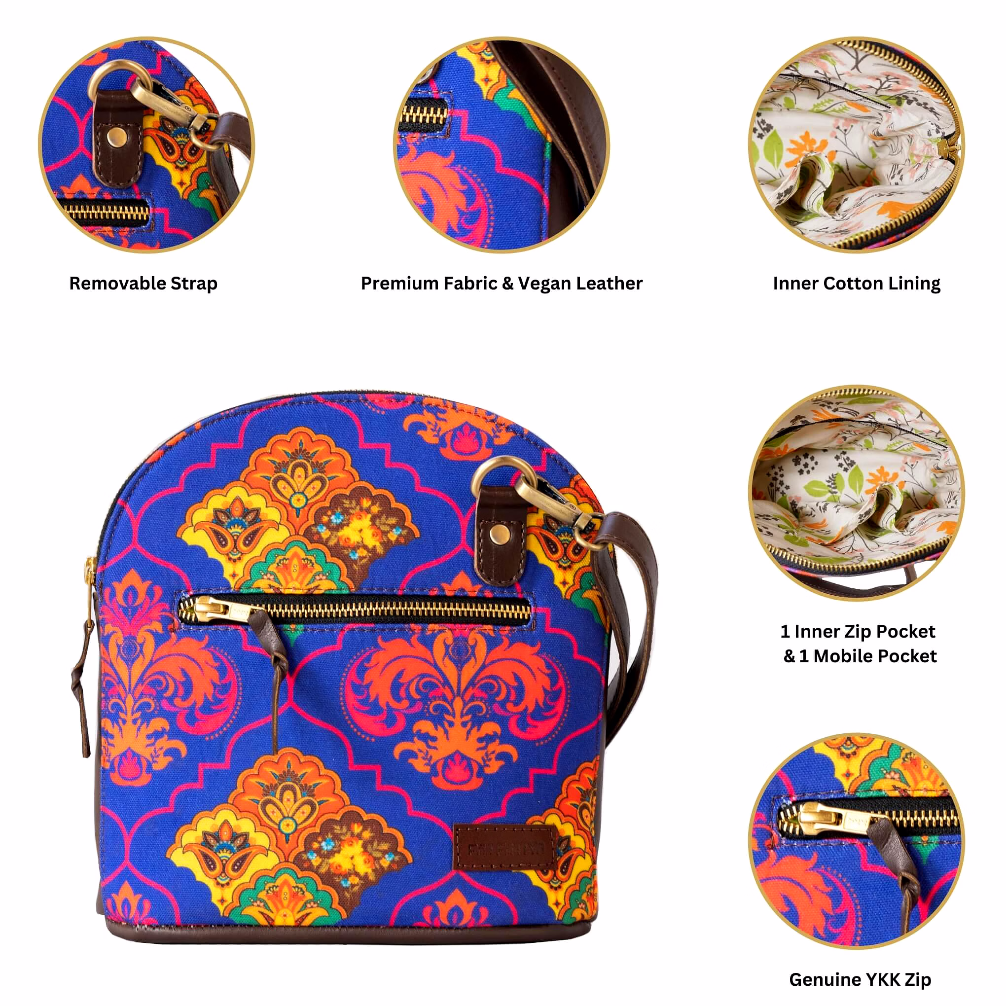Printed Multicolour Crossbody Canvas Bag image 4