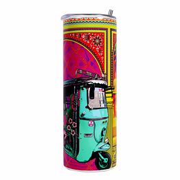 rickshaw in shekhawati tumbler with straw