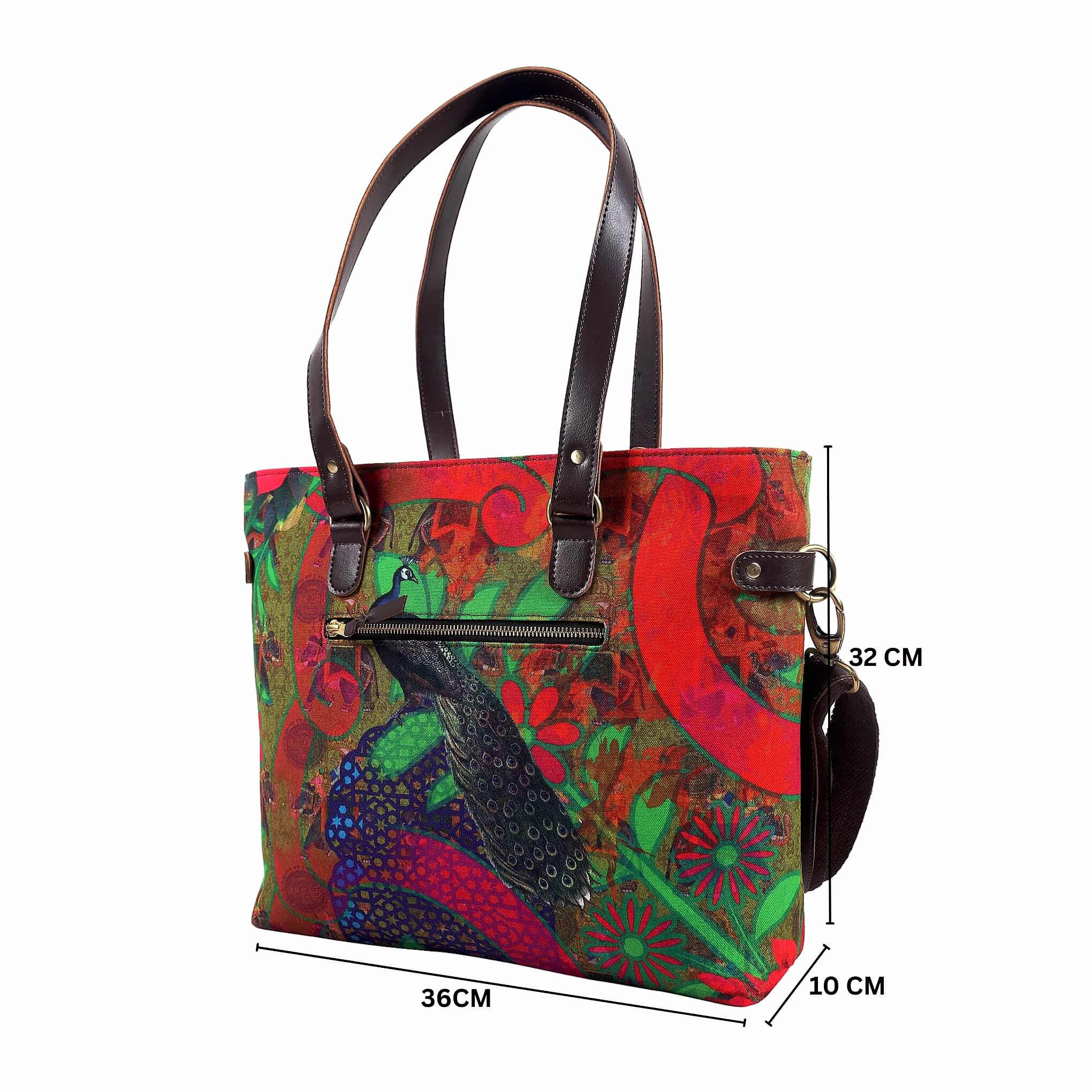 Peacock in Castle Printed Canvas Tote Bag image 3