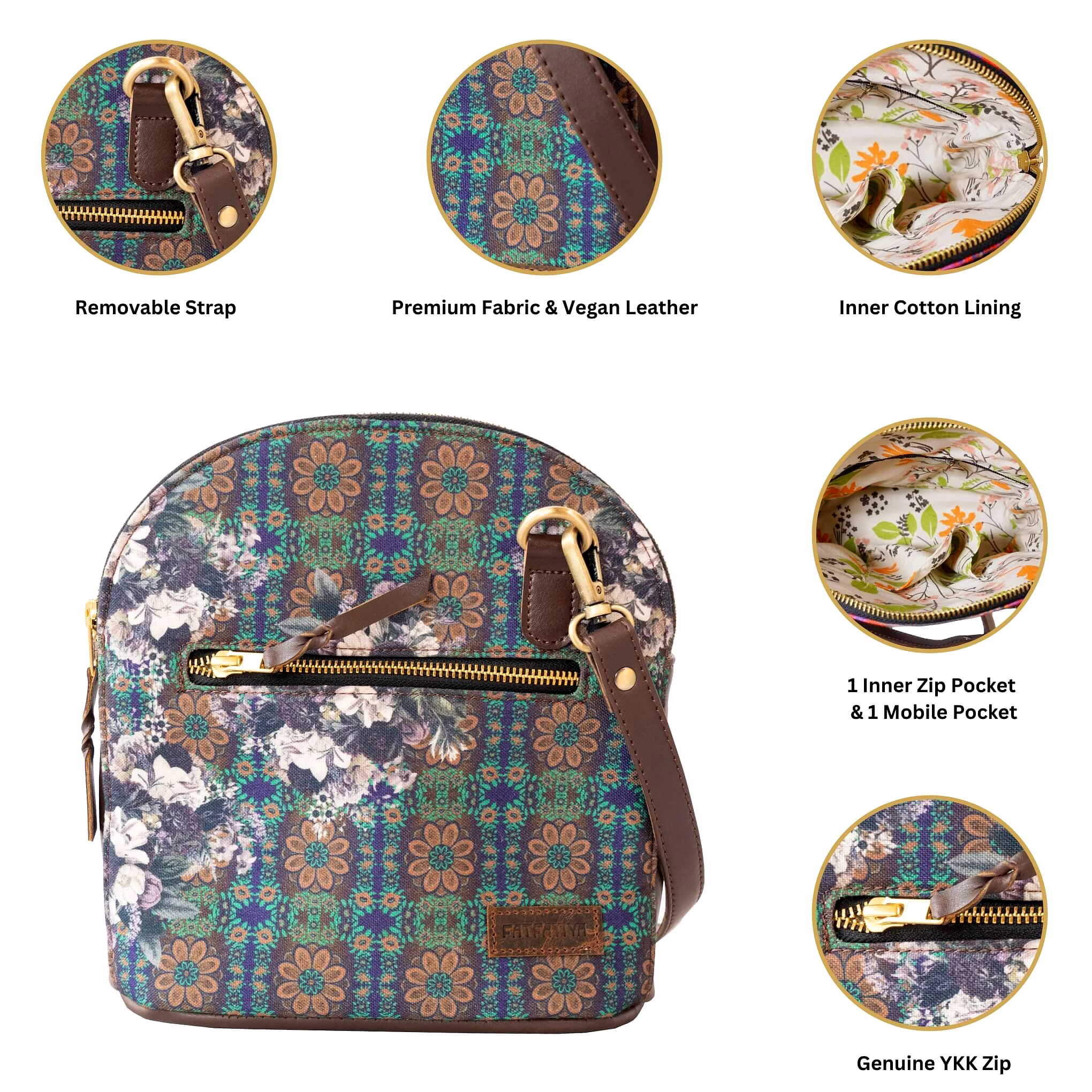 The Elegant Flower of Stone Travel Crossbody Bag image 4