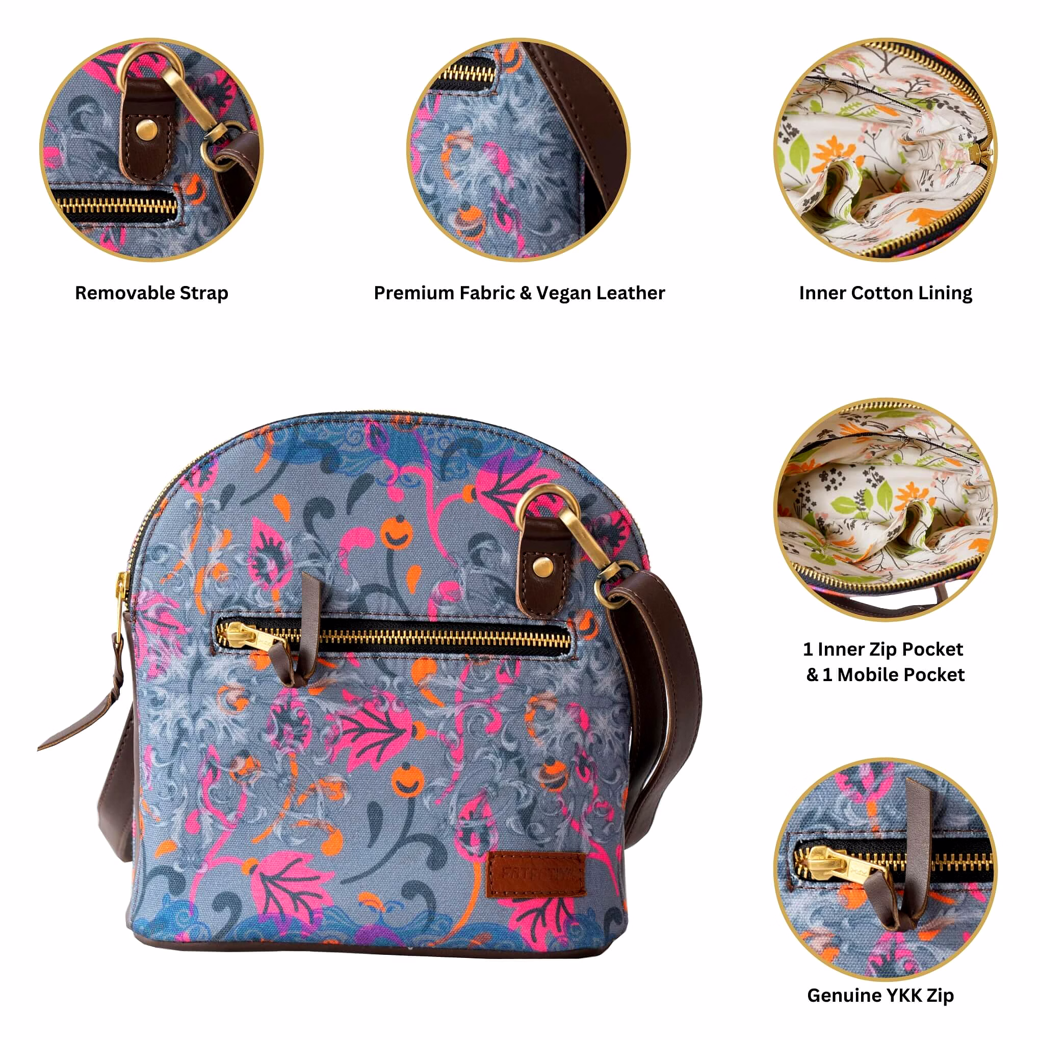 Pink Grey Womens Designer Crossbody Bag image 4