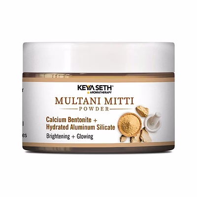 keya seth aromatherapy multani mitti powder face pack for women & men brightening + glowing skin 100gm