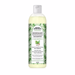 keya seth aromatherapy rosemary tea tree coconut shampoo, hair growth reduces dandruff oiliness itching, natural coconut derived foaming + hair conditioner-200ml