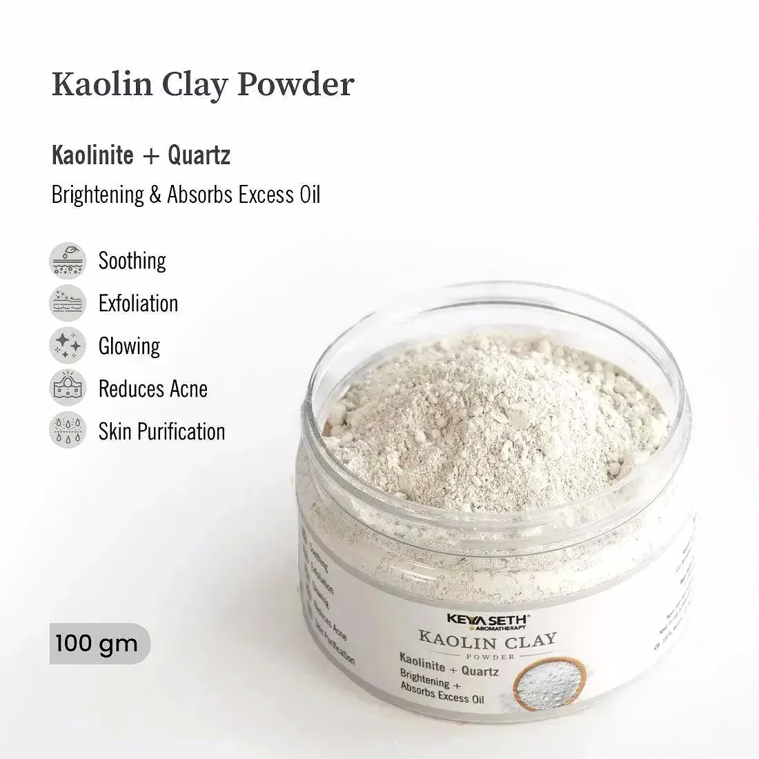 Kaolin Clay Powder Face Pack For Women & Men, Brightening + Absorbs Excess Oil-100GM image 2