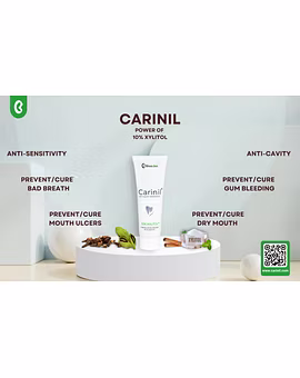 Carinil 10% Xylitol Toothpaste | Anti-Cavity, Diabetic Friendly | Prevents Dry Mouth and Ulcers| No SLS |No Paraben | No Artificial Colours or Flavours | with Fluoride and Herbs