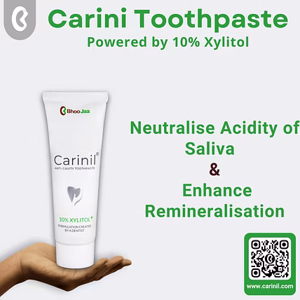 Carinil 10% Xylitol Toothpaste | Anti-Cavity, Diabetic Friendly | Prevents Dry Mouth and Ulcers| No SLS |No Paraben | No Artificial Colours or Flavours | with Fluoride and Herbs-100g-NATURAL MINT-3