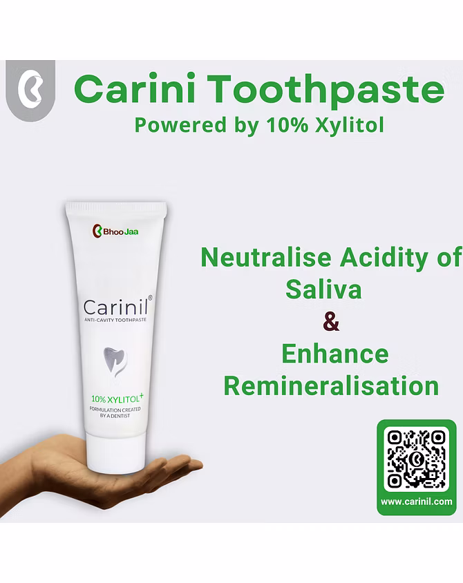 Carinil 10% Xylitol Toothpaste | Anti-Cavity, Diabetic Friendly | Prevents Dry Mouth and Ulcers| No SLS |No Paraben | No Artificial Colours or Flavours | with Fluoride and Herbs-100g-NATURAL MINT-3
