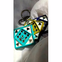 handmade lippan art keychains (set of 3)( multicolour)