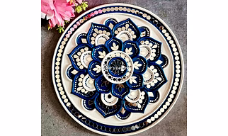 Lippan Art Round Mandala Wall Hanging (Blue & White)