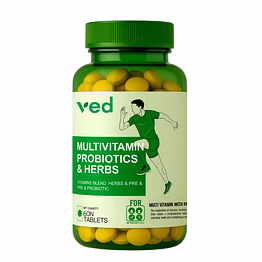 vedayu multivitamin tablets for men & women with probiotics & ginseng | multivitamin supplement with 45 ingredients