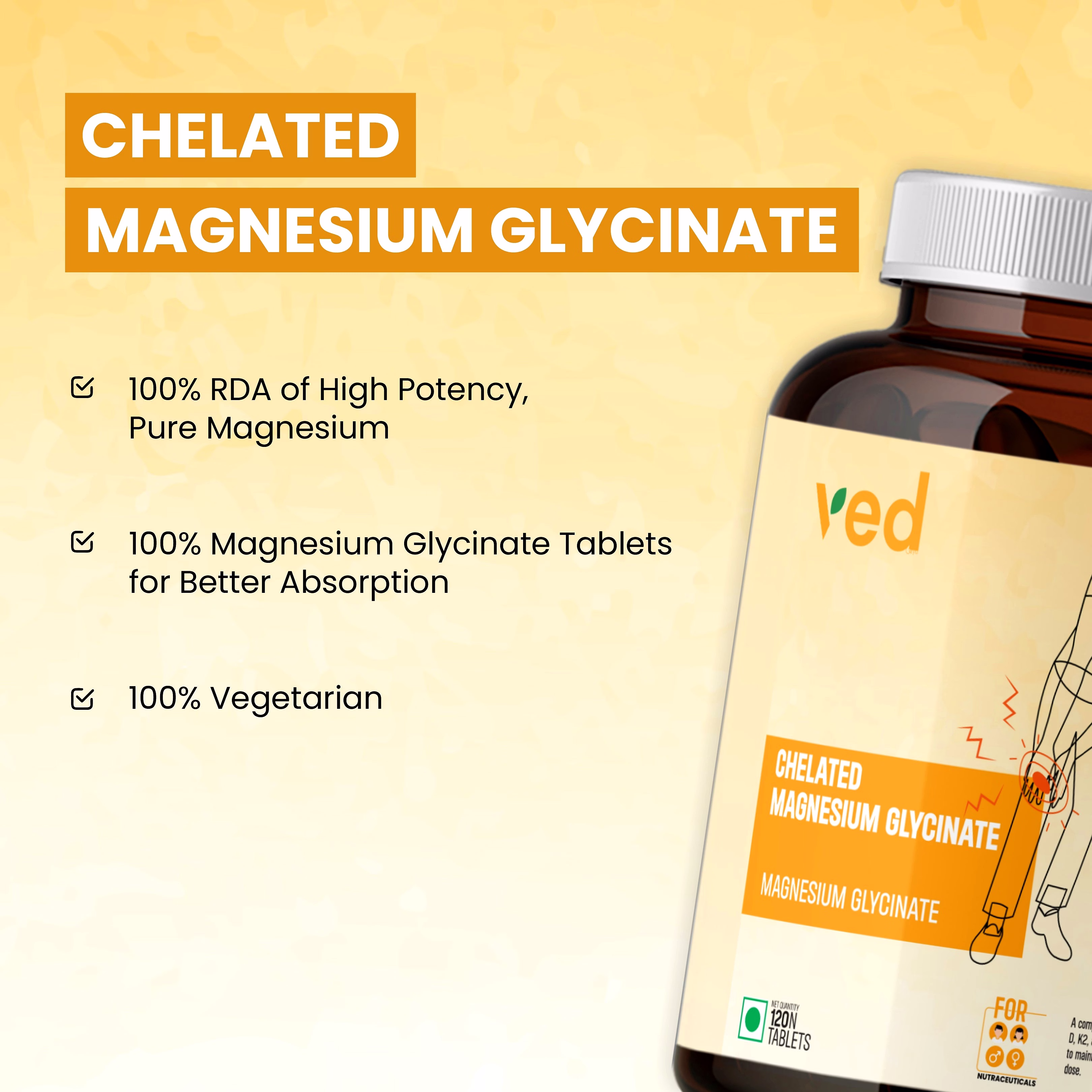 VEDayu Chelated Magnesium Glycinate 2000mg Per Serving Supplement image 6