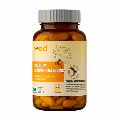 vedayu calcium 1200mg with magnesium, zinc, vitamin d3,k2 & b12 | calcium for women & men