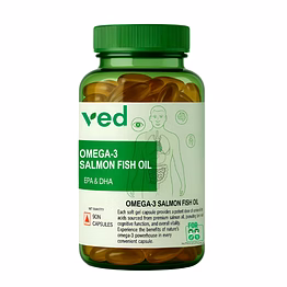 vedayu salmon fish oil omega 3 capsule 1000 mg - softgel capsules- support heart, joint, bone & skin.