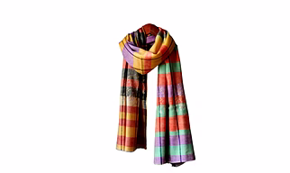 Multicolour Pure Pashmina Stole with Sozni Embroidery