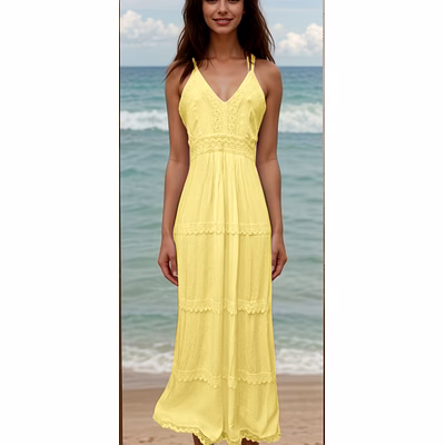 boho maxi dress: ajustrable straps boho lace maxi dress – flowy tiered summer dress, beach & vacation outfit, bohemian sundress