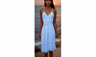 Women's reyon Mini Dress , Beach Dress short white