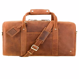 premium genuine leather travel duffle bag with detachable shoulder strap for business & weekend travel