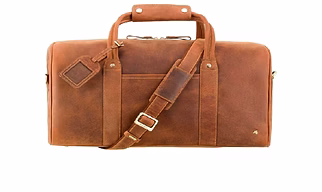 Premium Genuine Leather Travel Duffle Bag with Detachable Shoulder Strap for Business & Weekend Travel